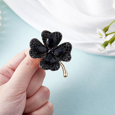 Cubic Zirconia Clover Brooch Pin JBR105F-1