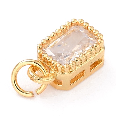 Real 18K Gold Plated Brass Inlaid Cubic Zirconia Charms ZIRC-L100-075G-03-1