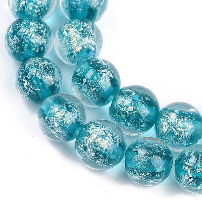 Handmade Gold Foil Lampwork Beads Strands LAMP-Q002-01A-1