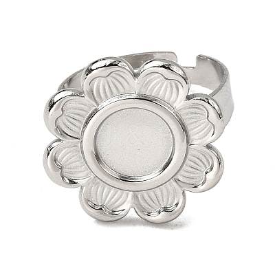 Adjustable 304 Stainless Steel Open Cuff Ring Components STAS-P403-01C-P-1
