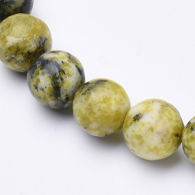 Natural Yellow Turquoise(Jasper) Beaded Stretch Bracelets BJEW-S128-09-1