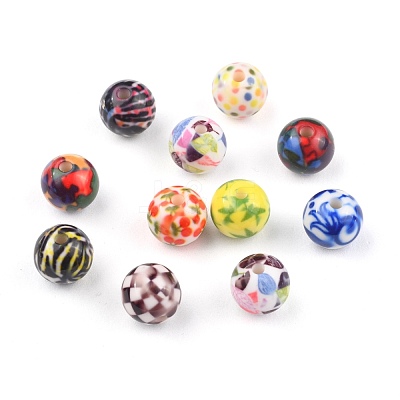 Opaque Printed Acrylic Beads MACR-S271-12mm-M-1