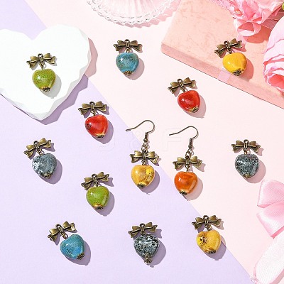 24Pcs 6 Colors Handmade Porcelain Pendants PALLOY-CJ00162-1