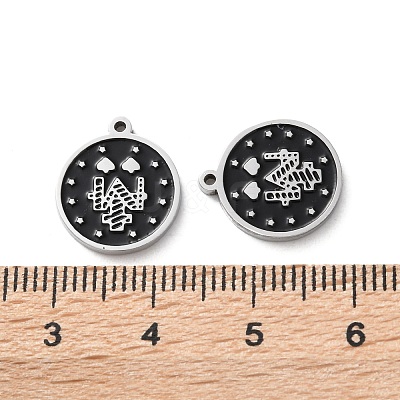304 Stainless Steel Black Enamel Charms STAS-M102-17P-05-1