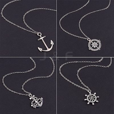 Tibetan Silver Anchor & Helm Pendants TIBEP-PH0004-15AS-1