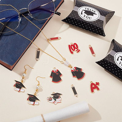 28Pcs 7 Style Graduation Theme Alloy Enamel Pendants ENAM-GA0001-06-1