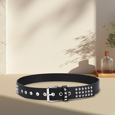 Platinum Star Rivet PU Leather Chain Belts for Jeans AJEW-WH20096-87B-1