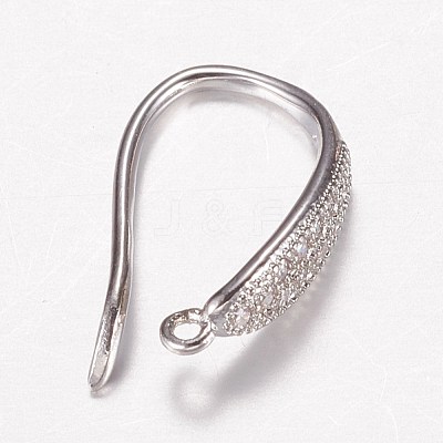 Brass Micro Pave Cubic Zirconia Earring Hooks ZIRC-A008-09P-1
