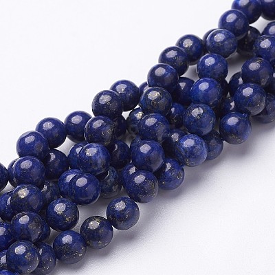 16 inch Grade A Round Dyed Natural Lapis Lazuli Beads Strand GSR6mmC123-1
