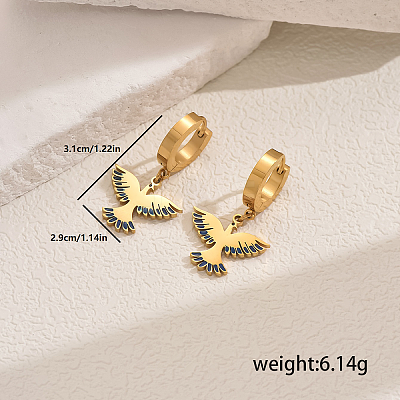 Metal Bird 201 Stainless Steel Hoop Earrings for Women Daily Versatile Jewelry SE6238-1-1