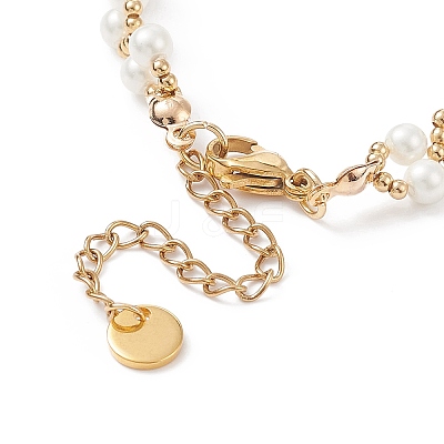 Glass & Shell Pearl Bead Bracele BJEW-TA00180-01-1