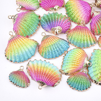 Spray Paint & Electroplate Sea Shell Pendants X-SSHEL-S262-07C-1