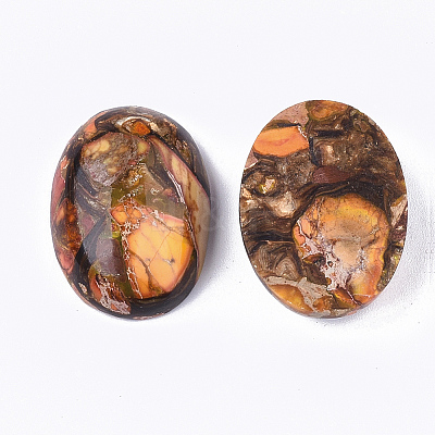 Assembled Synthetic Imperial Jasper and Bronzite Cabochons G-S329-080-1
