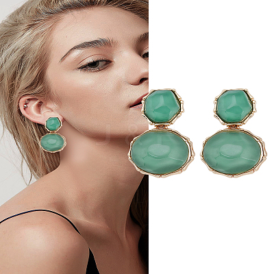 1 Pair Resin Dangle Stud Earrings EJEW-LP0004-82A-1