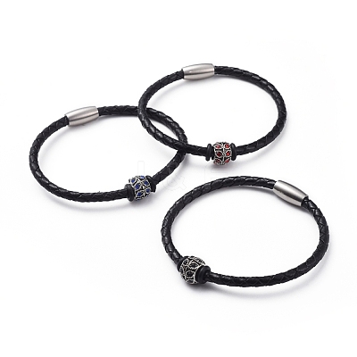 Unisex Leather Cord Bracelets BJEW-JB04799-M-1
