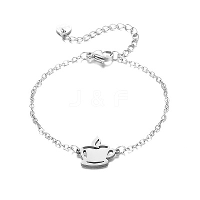 304 Stainless Steel Coffee Cup Link Bracelets WGD403D-01-1