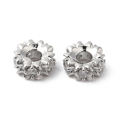 Brass Micro Pave Cubic Zirconia Spacer Beads KK-P234-39P-1