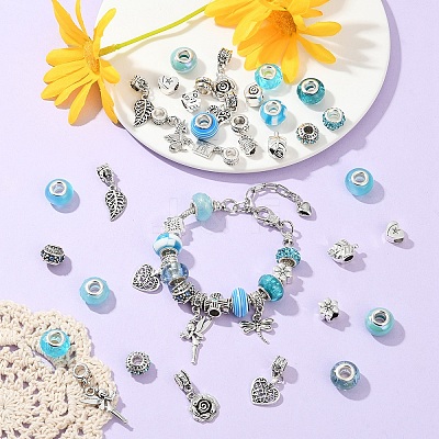 DIY European Style Bracelet Kits. including Alloy & Resin European Beads DIY-YW0012-11A-1
