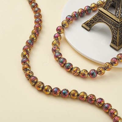Electroplated Natural Lava Rock Beads Strands LS-G-S352-30D-07-1