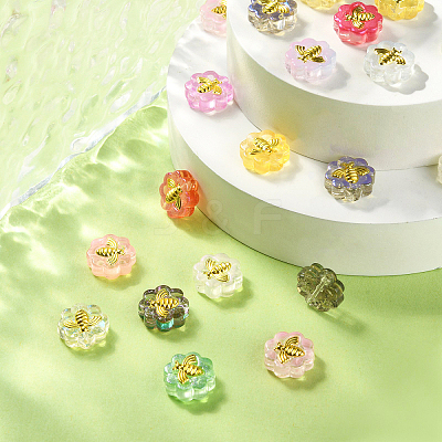 60Pcs 12 Colors Transparent Spray Painted Glass Beads GLAA-CJ0001-85-1