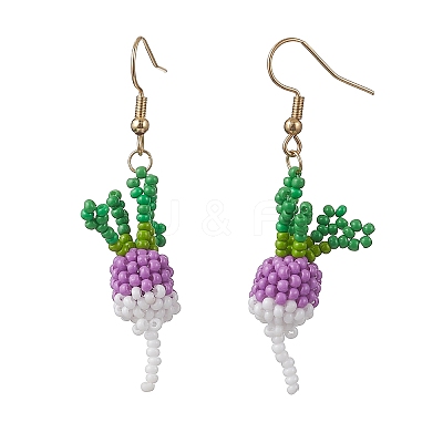 304 Stainless Steel Glass Seed Beads Carrot Dangle Earrings EJEW-MZ00579-03-1