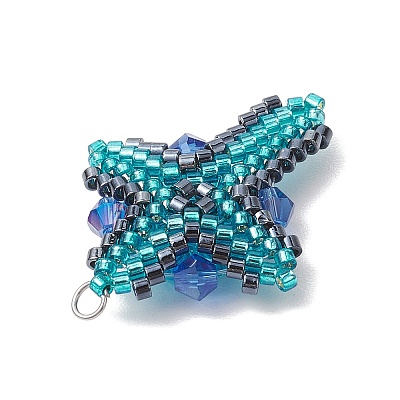 Glass Seed Beads Pendants PALLOY-MZ00223-1