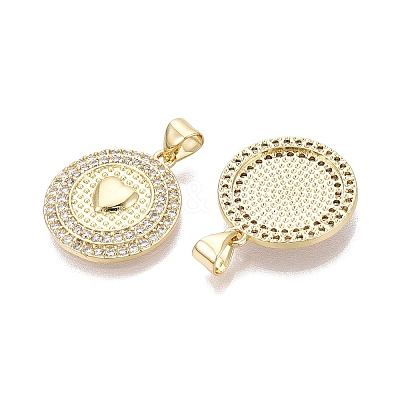 Brass Micro Pave Clear Cubic Zirconia Pendants KK-N287-43G-05-1