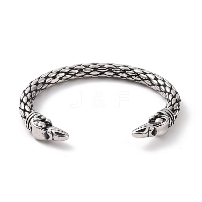 304 Stainless Steel Bird Open Cuff Bangle for Men Women BJEW-M230-08AS-1