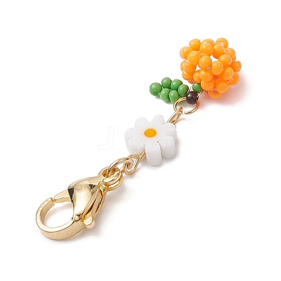 Glass Seed Beaded Fruits Pendant Decorations HJEW-MZ00154-1