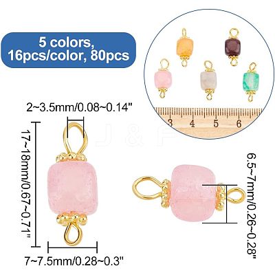 80Pcs 5 Color Natural Agate Connector Charms FIND-HY0001-39-1