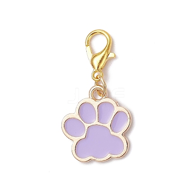 Alloy Enamel Dog Paw Print Pendant Decorations X-HJEW-JM03746-1