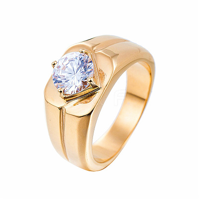 304 Stainless Steel Pave Clear Cubic Zirconia Finger Rings for Men FS-WG96A01-08-1
