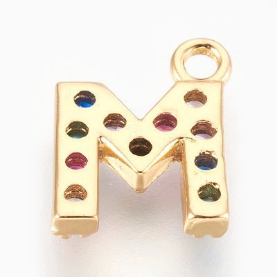Brass Micro Pave Cubic Zirconia Charms ZIRC-F089-01G-M-1