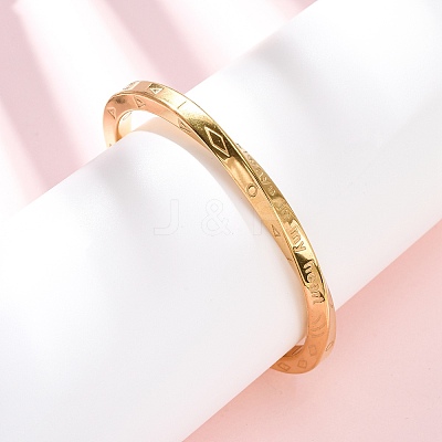 Always In My Heart 304 Stainless Steel Cuff Bangles for Women BJEW-D361-01G-1