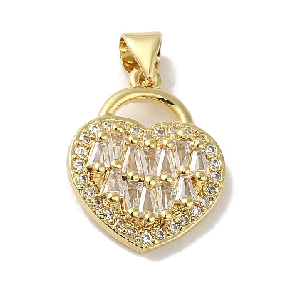 Rack Plating Brass Micro Pave Cubic Zirconia Pendants KK-P272-10G-1