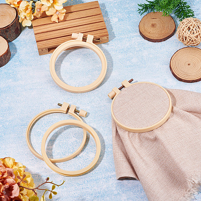 Plastic Imitation Bamboo Cross Stitch Embroidery Hoops TOOL-TADJ0001-03B-1