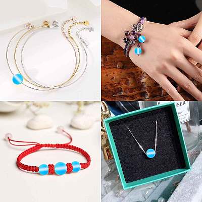 DIY Synthetic Moonstone Beads Stretch Bracelet Making Kits DIY-SC0012-84C-1