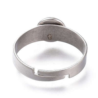 Tarnish Resistant Adjustable 304 Stainless Steel Finger Rings Components STAS-F149-18P-F-1