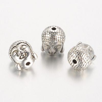 Antique Silver Tibetan Style Buddha Head Alloy Beads X-TIBEB-60542-AS-LF-1