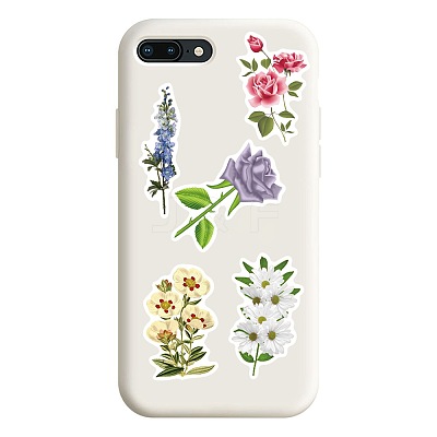 50Pcs Cartoon Flower Paper Sticker Label Set X-DIY-G066-05-1