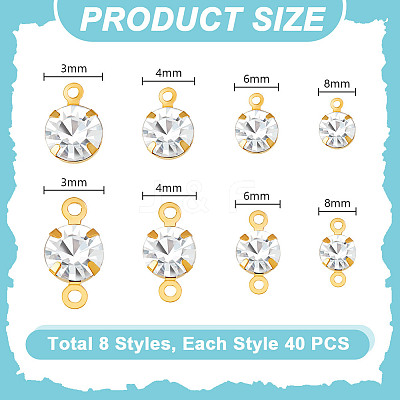 DIY Flat Round Brass Rhinestone Connector Charms & Pendant Jewelry Making Findings Kits DIY-GA0001-69G-1