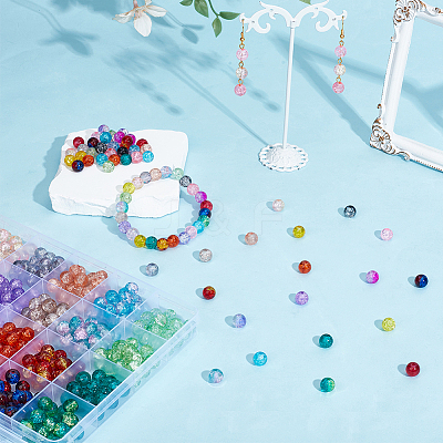 600Pcs 24 Colors Spray Painted Crackle Glass Beads CCG-PA0001-04-1