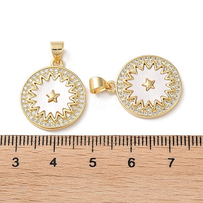 Brass Micro Pave Clear Cubic Zirconia Pendants KK-B083-35A-G-1