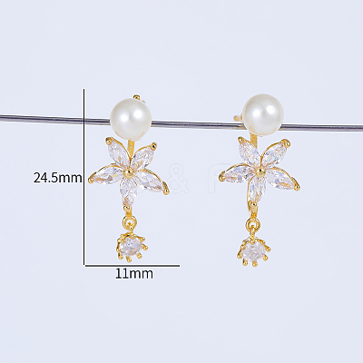 Elegant Brass Pave Clear Cubic Zirconia Stud Earrings WX5814-1