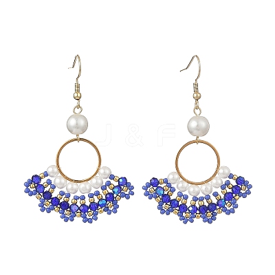 Glass Braided Beads Dangle Earrings EJEW-MZ00747-03-1