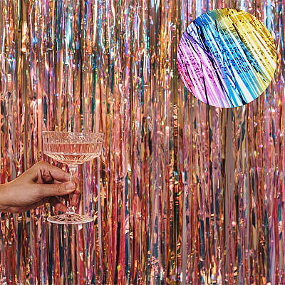 Plastic Foil Fringe Curtains DIY-WH0028-106A-1