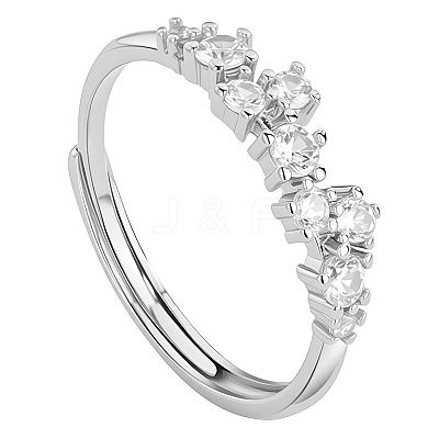 Adjustable Brass Micro Pave Clear Cubic Zirconia Finger Rings WGD9C30-01-1