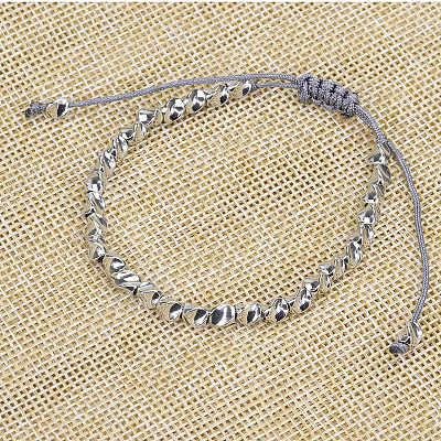 Minimalist Brass Twist Bead Braided Bead Bracelets FS-WG305E2-04-1