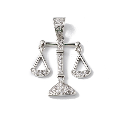 Rack Plating Brass Micro Pave Cubic Zirconia Pendants X-KK-F848-04P-1