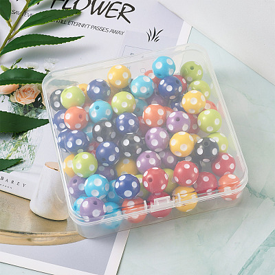 80Pcs 8 Colors Opaque Resin Beads RESI-CW0001-06B-1